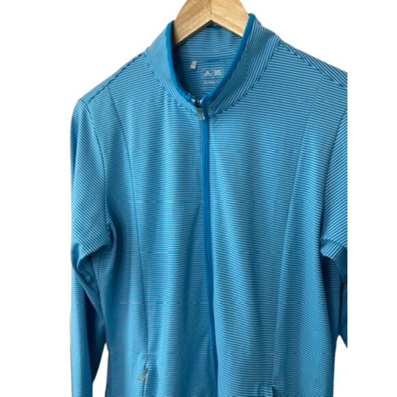 Adidas GOLF Climalite Blue & White Stripe Full Zip Jacket Women's Large Pockets - Picture 3 of 7